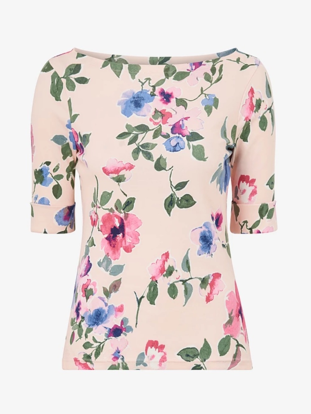 Lauren Ralph Lauren Floral Cotton Boatneck Top Size: 2X